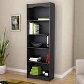 Contemporary Black 5-Shelf Bookcase w/ Curved Accents